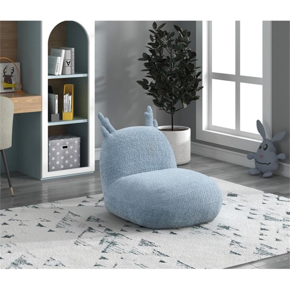 Lilola Home Weston 21.5" W Blue Chenille Deer-Shaped Kids Chair